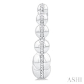 1/10 ctw Bold Hemisphere Shape Link Round Cut Diamond Fashion Half Hoop Earring in Sterling Silver